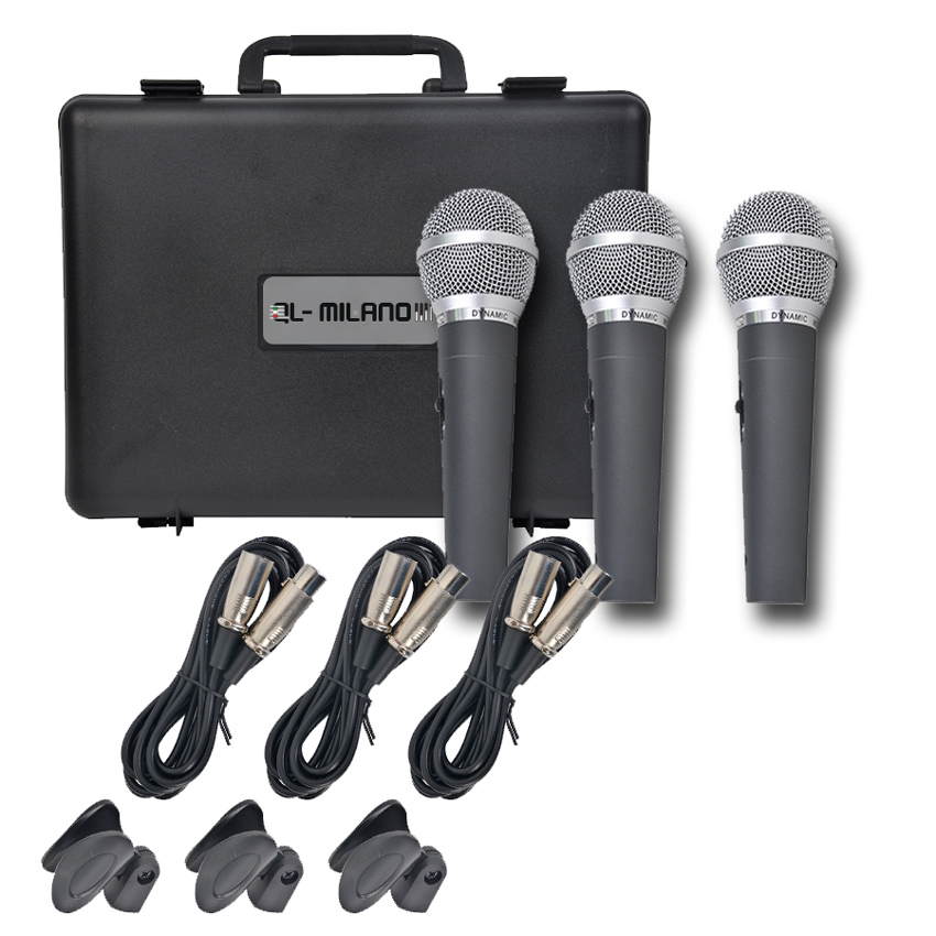 סט 3 מיקרופונים במזוודה