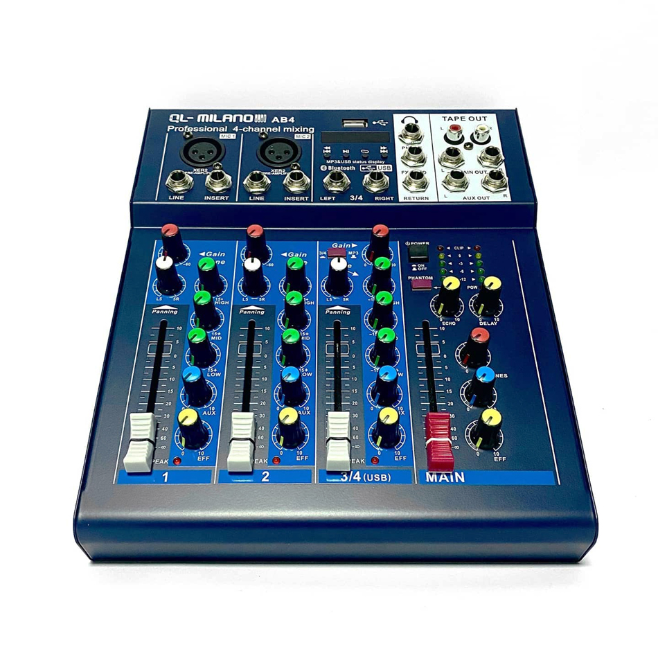 מיקסר 4 ערוצים כולל בלוטות’ QL Milano AB4